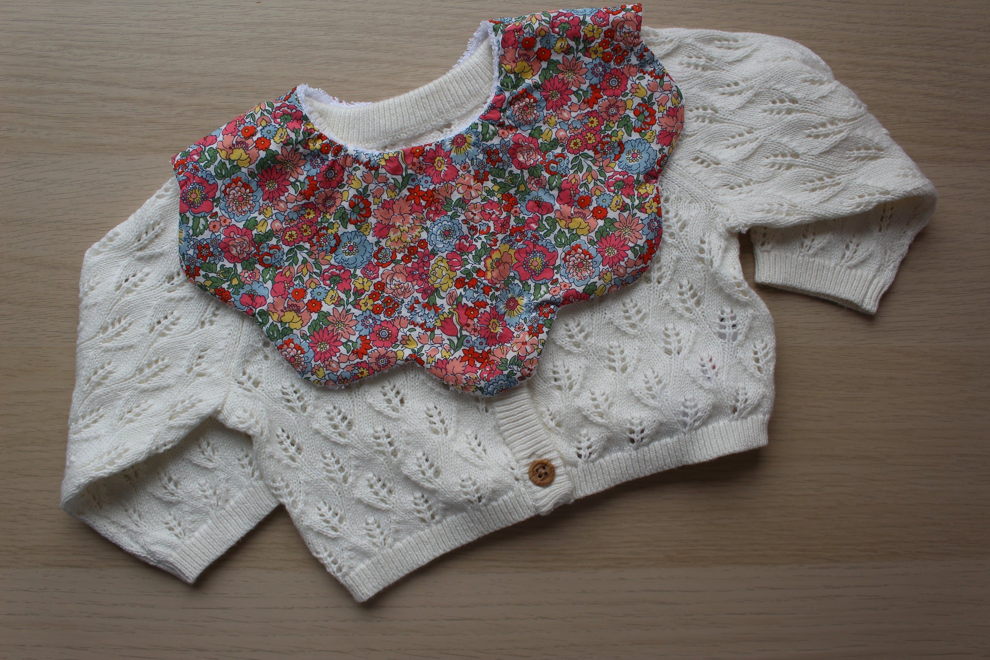 Colourful floral Liberty fabric scallop bib
