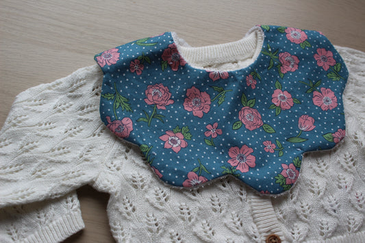 baby bib with roses and polka dots