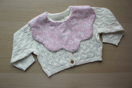 Subtle floral pink scallop bib