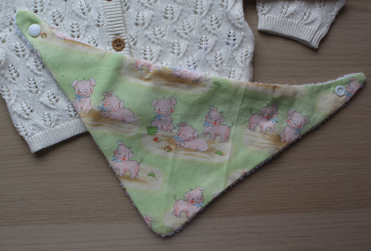 Green pig baby dribble bib