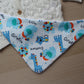Animal themed blue dribble bib