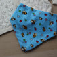 Bee themed blue dribble baby bib