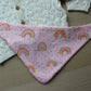 Rainbow dribble bib with polka dots