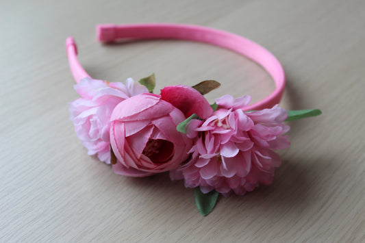 Bright pink flower headband