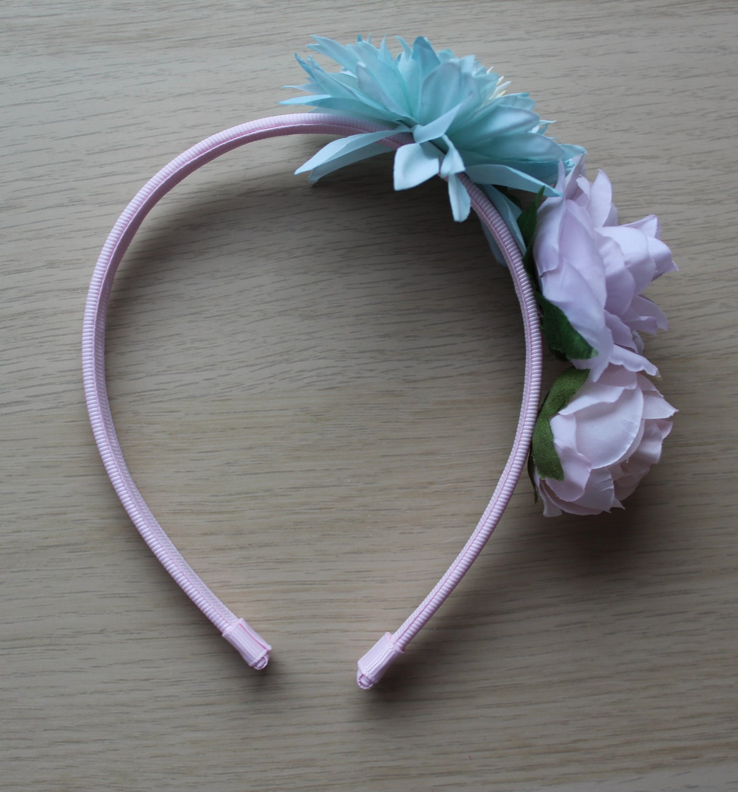 Flower Headband - Pale Pink, Turquoise & Purple