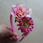 Dark pink flower headband with flowers