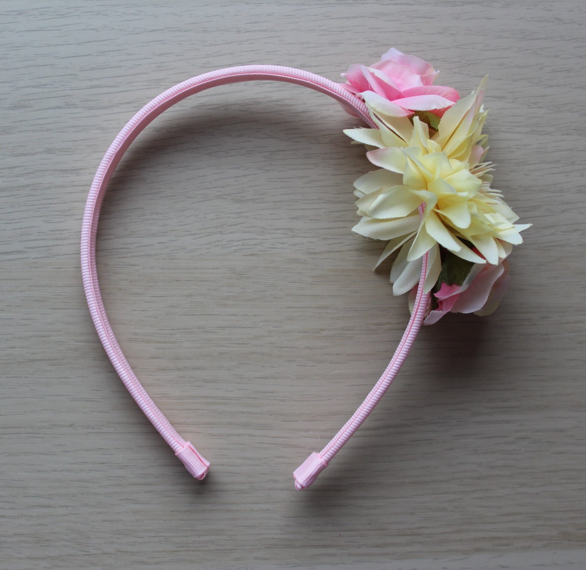 Yellow and pink flower headband