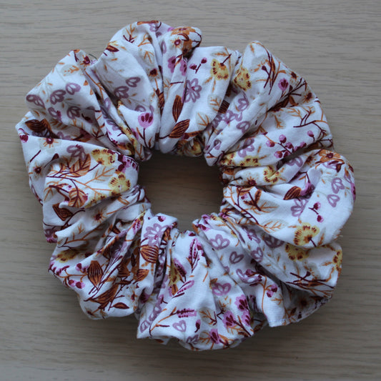 Oversized hair scrunchie in autumn themed floral print