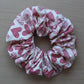 Oversized hair scrunchie with red heart design