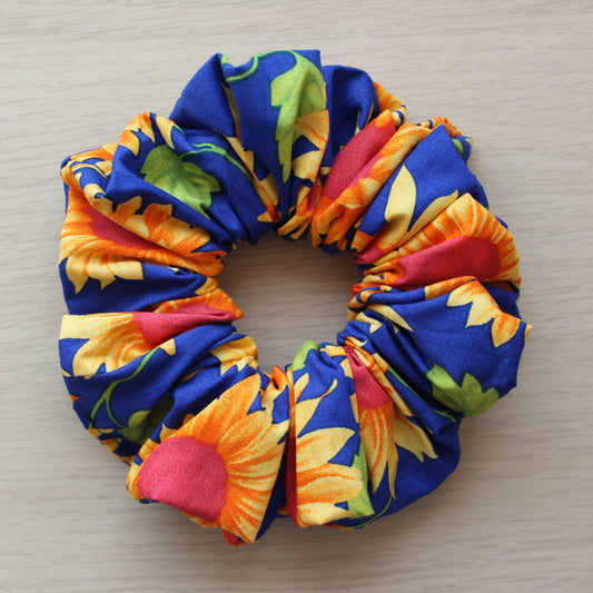 Sunflower design oversized hair scrunchie