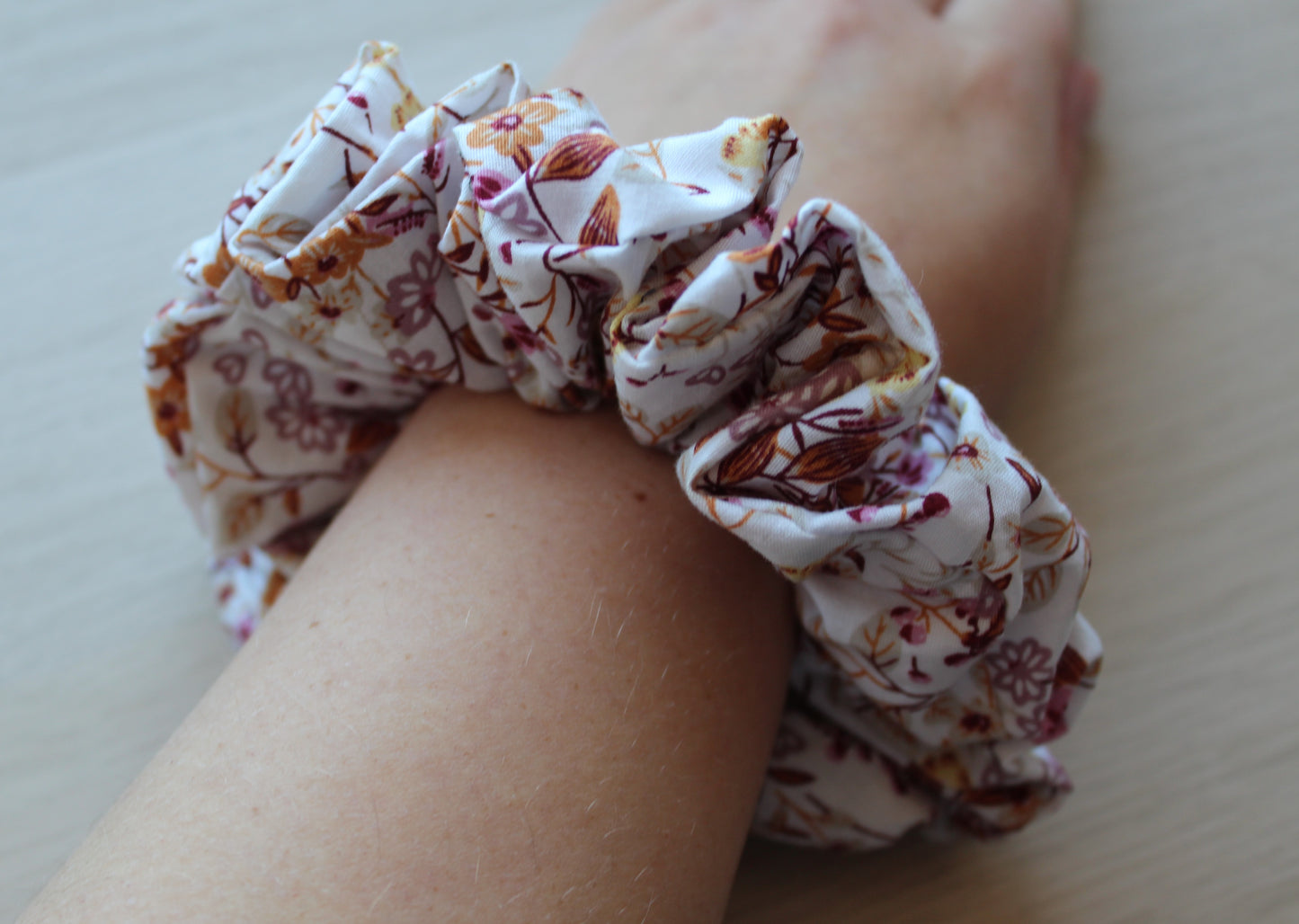 Oversized hair scrunchie in autumnal floral 
