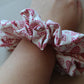Oversized scrunchie with red heart design