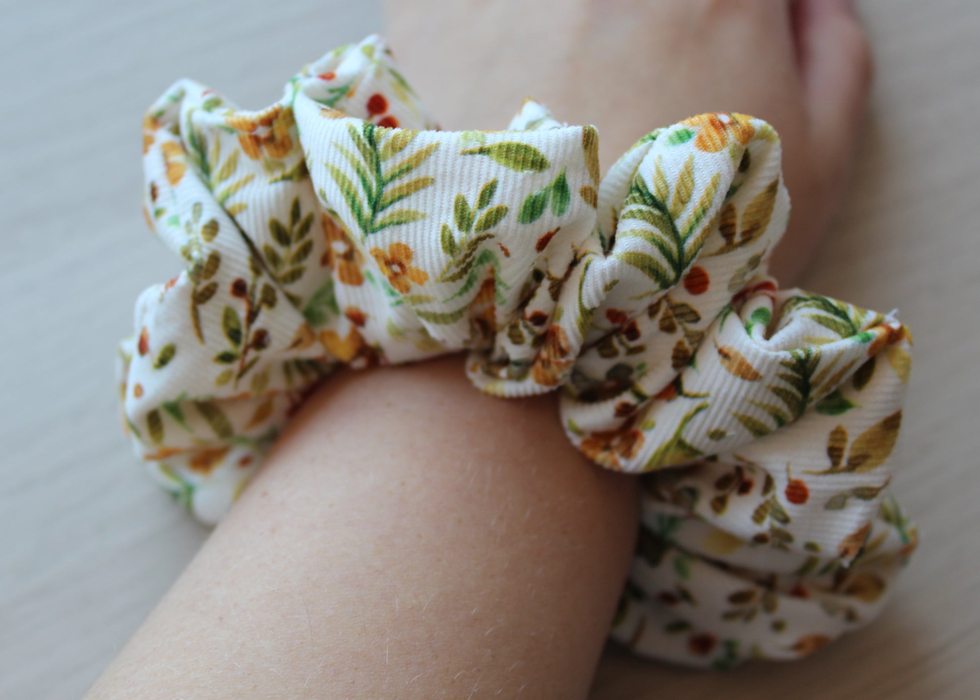 Autumn flower oversized corduroy scrunchie