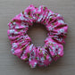 Pink floral hair scrunchie