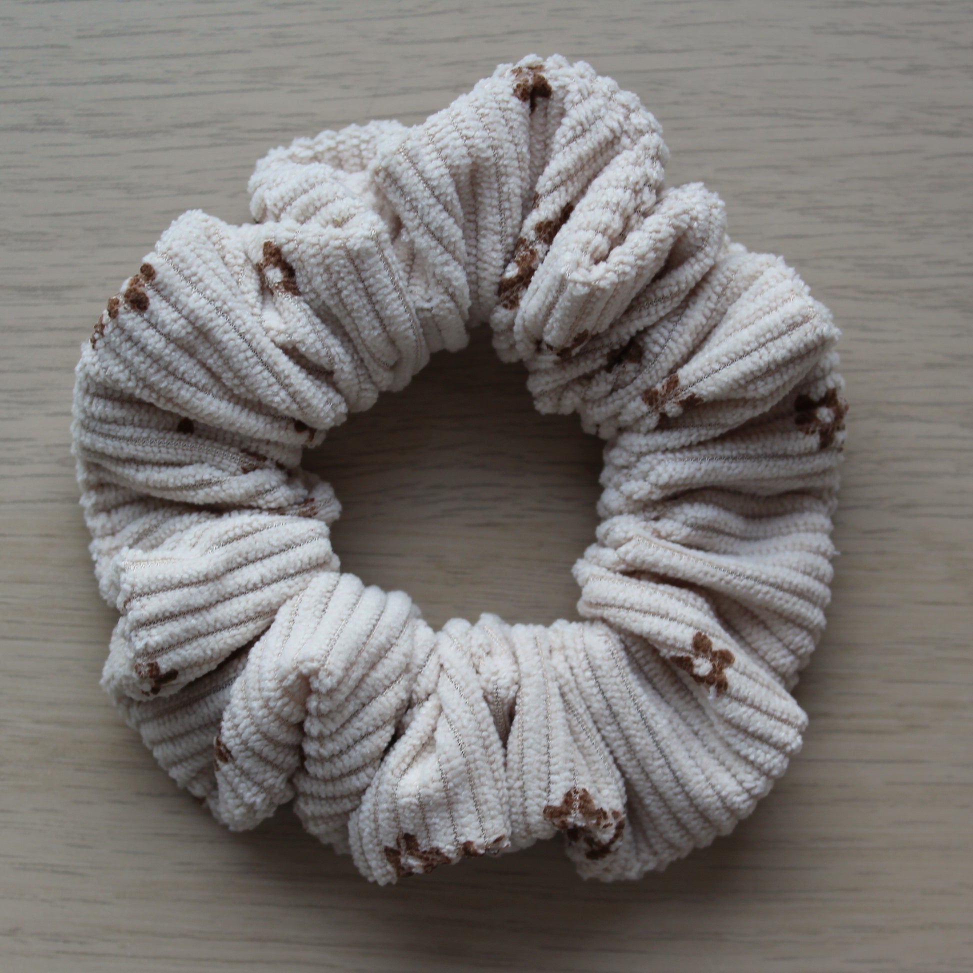 Corduroy hair scrunchie with small flowers