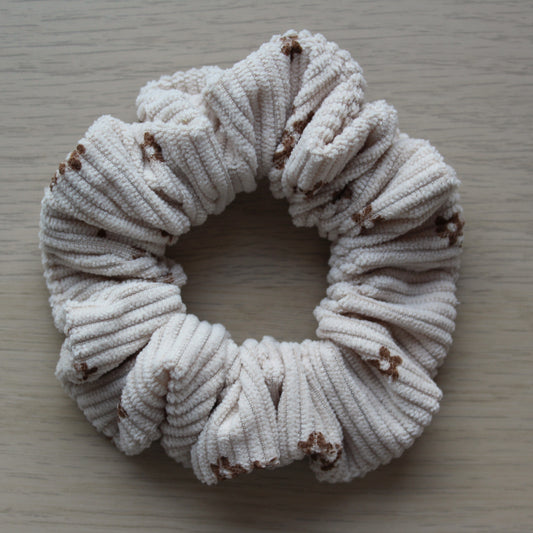Corduroy hair scrunchie with small flowers