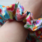 Oversized hair scrunchie in colourful 3d effect floral pattern