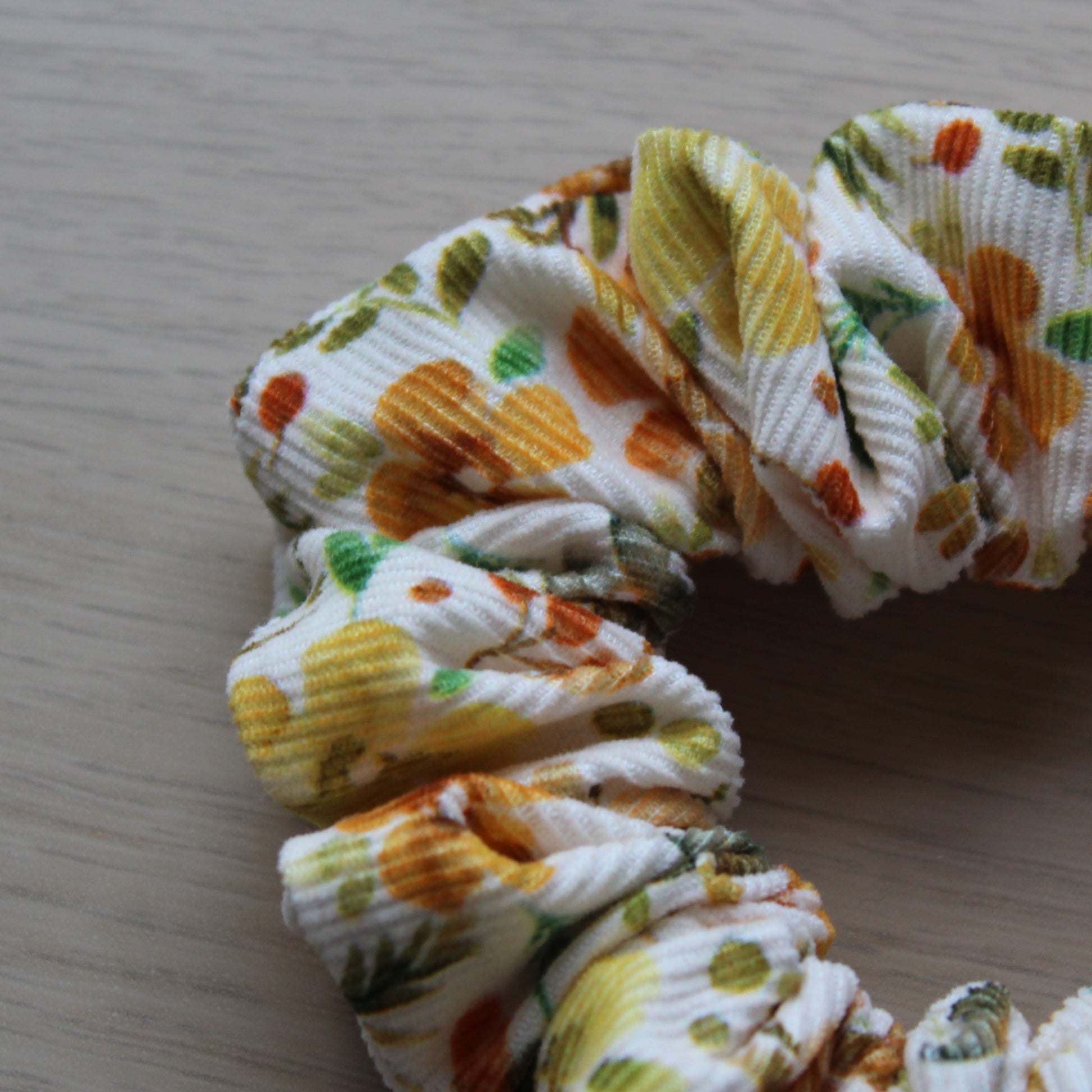 Floral corded hair scrunchie autumnal