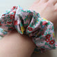 Oversized hair scrunchie in pink flower fabric
