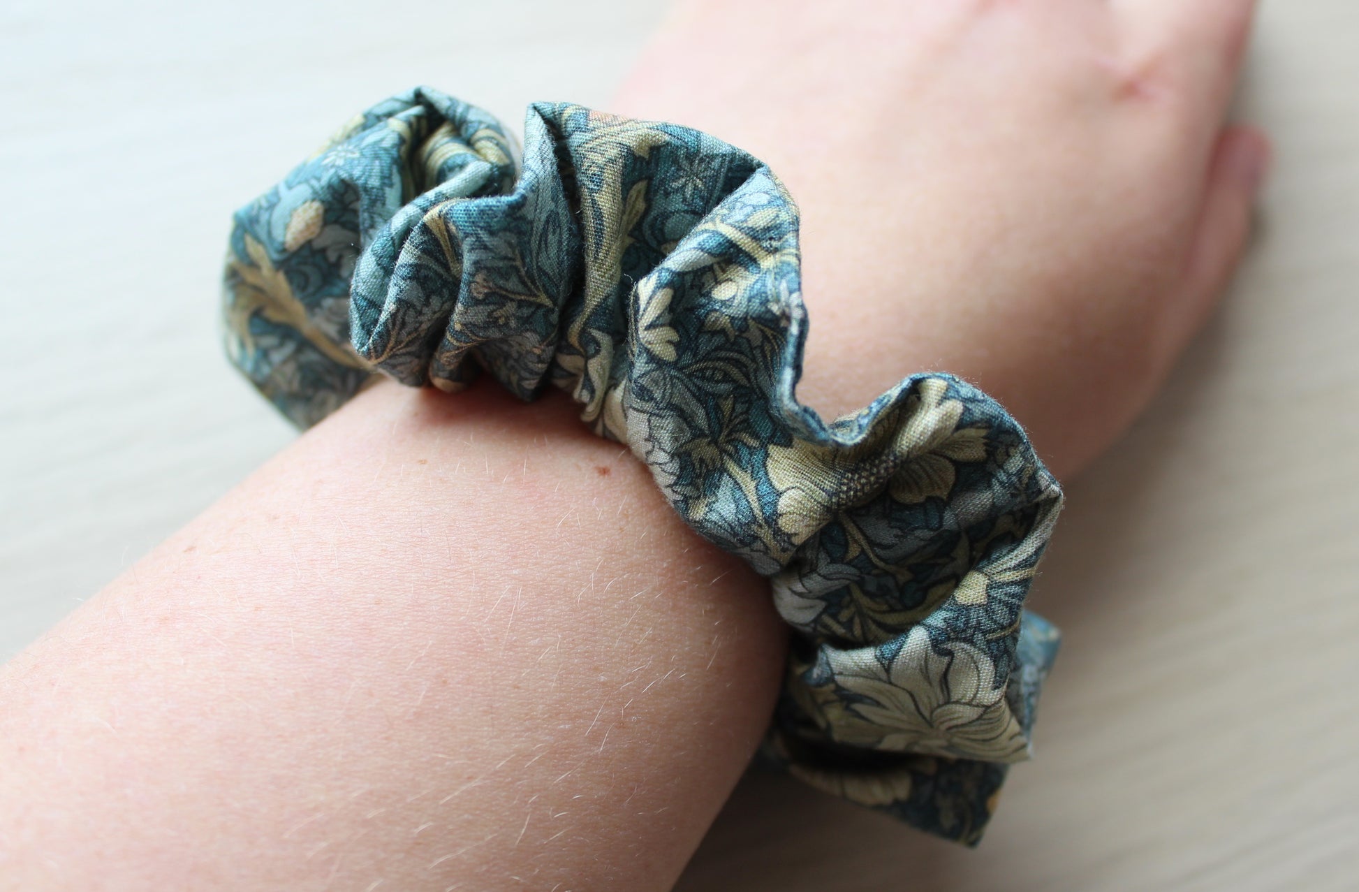 Hair scrunchie in william morris style print