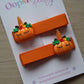 Hair clips with cute pumpkin embellishment
