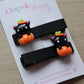 Cat and pumpkin halloween hair clips