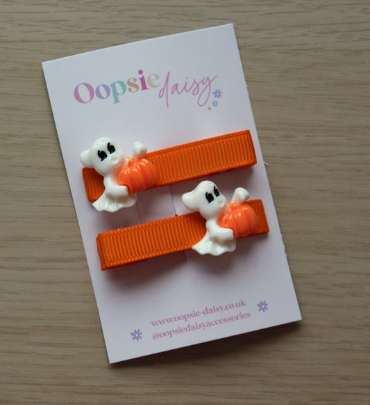 Ghost themed halloween hair clips