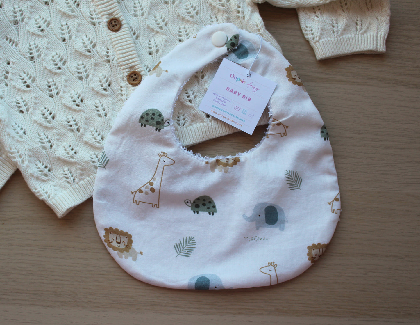 animal print baby bib