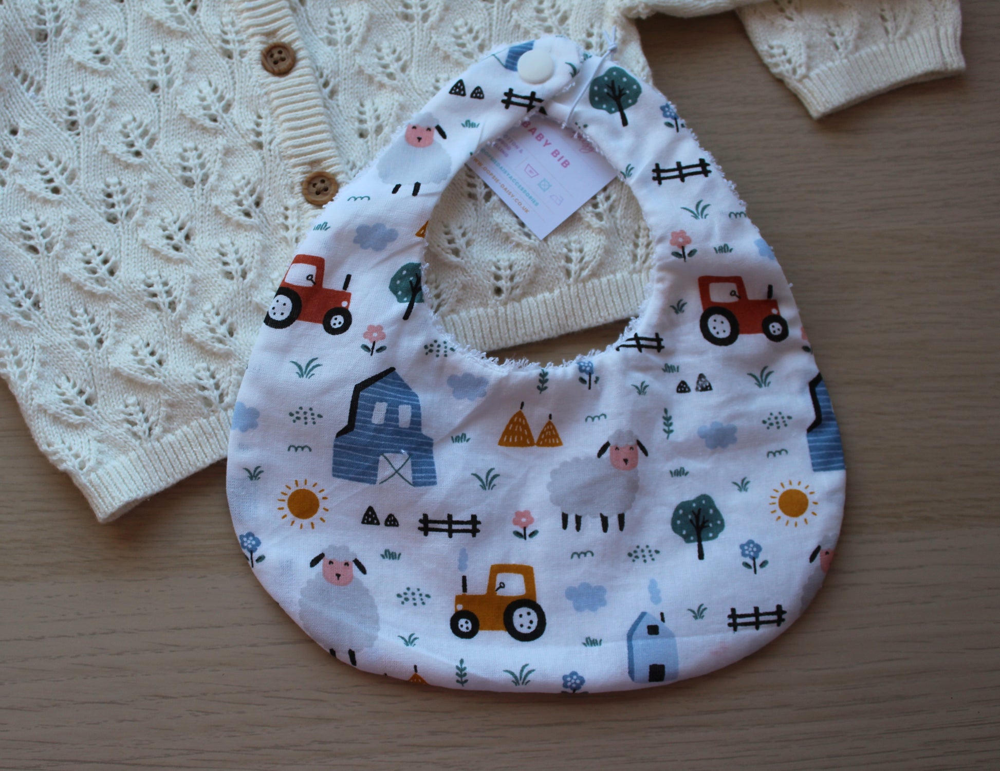 Farm themed baby bib