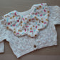 Vintage ditsy butterfly scallop bib
