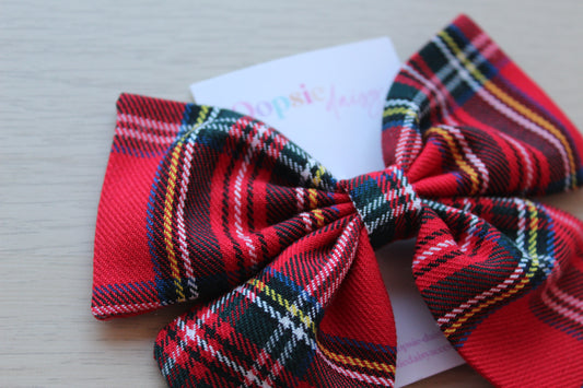 Royal Stewart red tartan hair bow