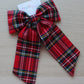 Long red tartan hair bow in Royal Stewart Tartan