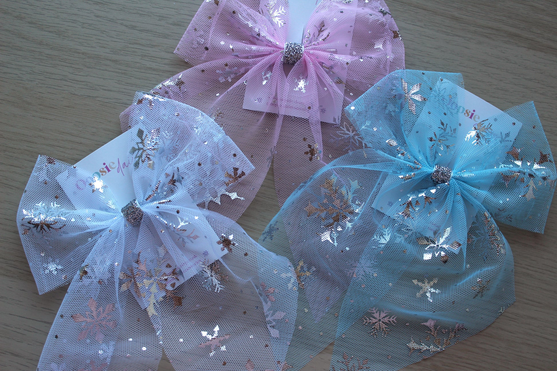 Sparkly snowflake hair bows