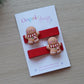 Gingerbread man Christmas red hair clips
