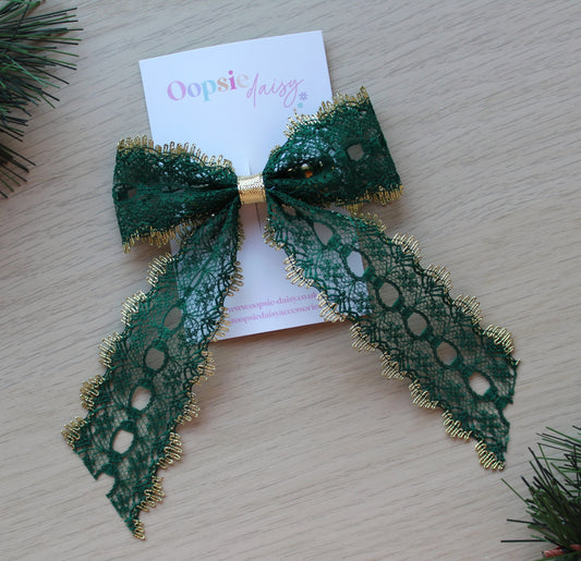 Festive Lace Hair Bow