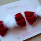 Santa themed hair bows in red velvet