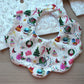 Scallop baby bib in Christmas vintage print