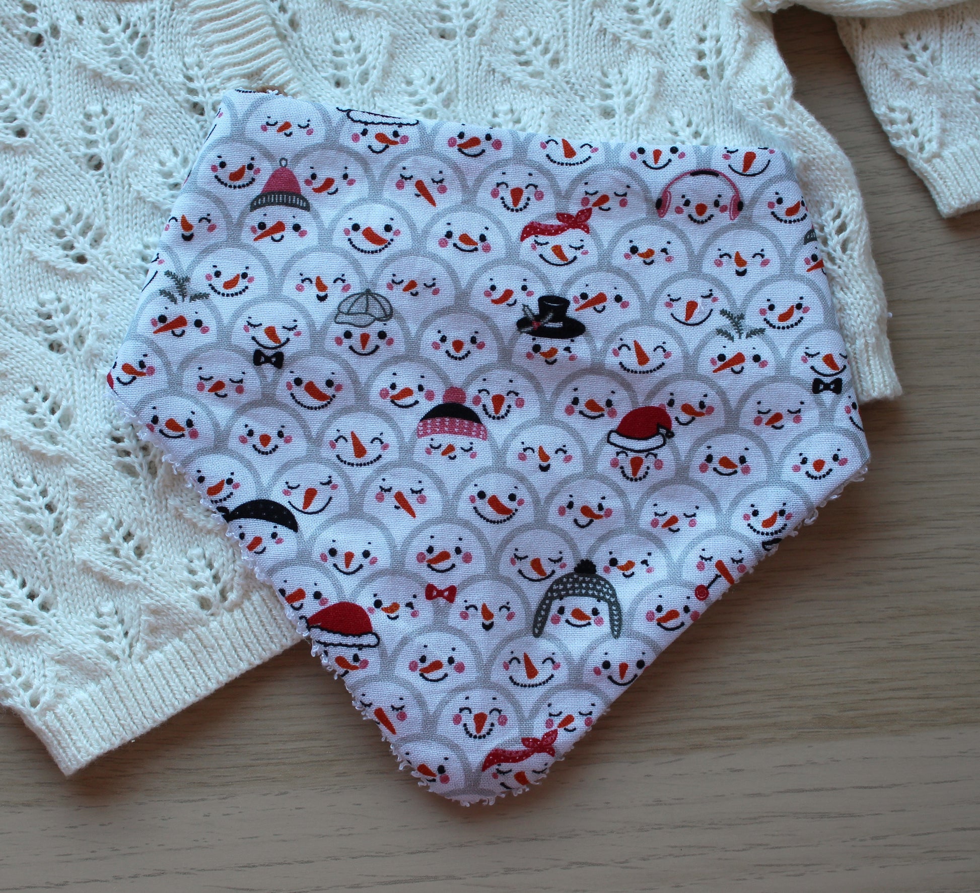 Dribble baby bib with snowmen