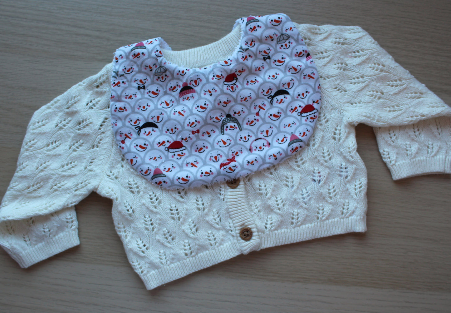 Snowman rounded baby bib