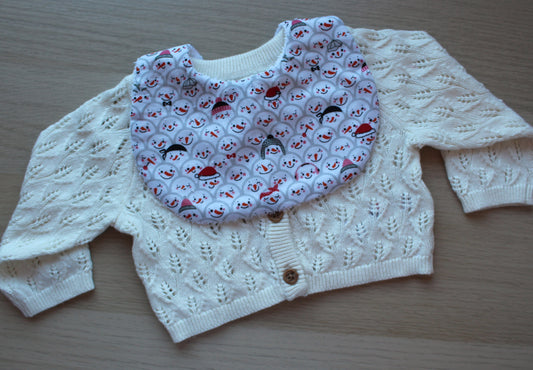 Snowman rounded baby bib