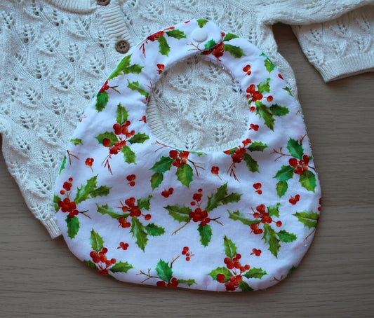 Christmas holly berries baby bib