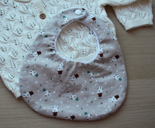 Snowman baby bib