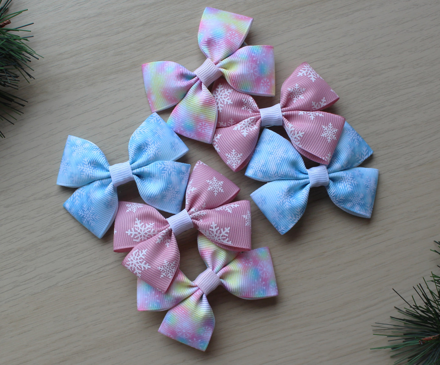 Snowflake festive hair bows