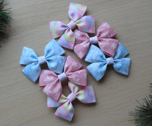 Snowflake festive hair bows