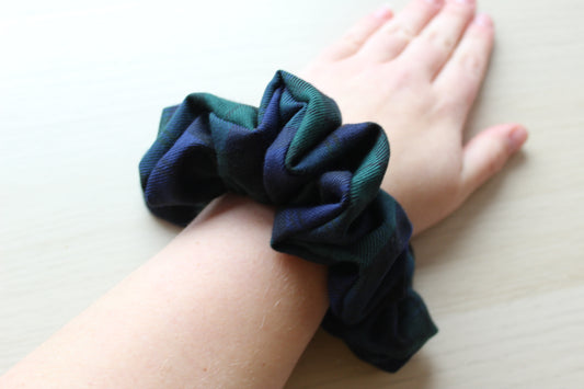 Oversized Black Watch tartan scrunchies