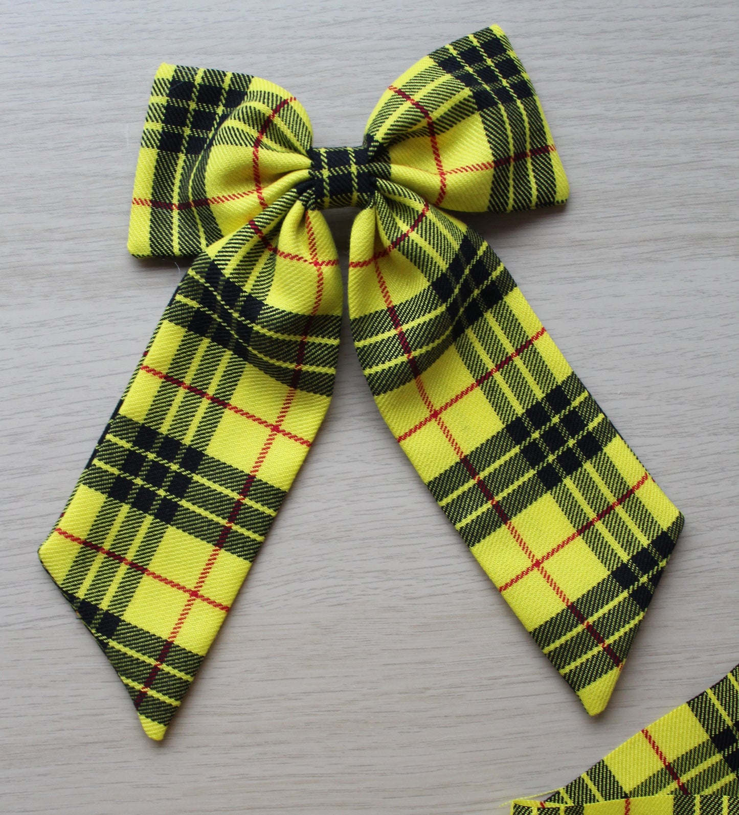 Yellow & Black Plaid Tartan Hair Bow