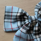 Blue & black plaid tartan hair bow