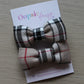 Beige & Black Plaid Tartan Mini Hair Bows