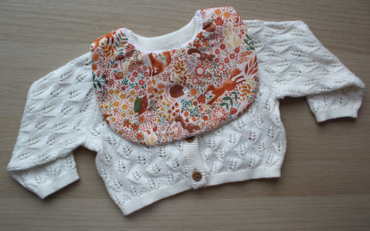 Baby bib with woodland animal design