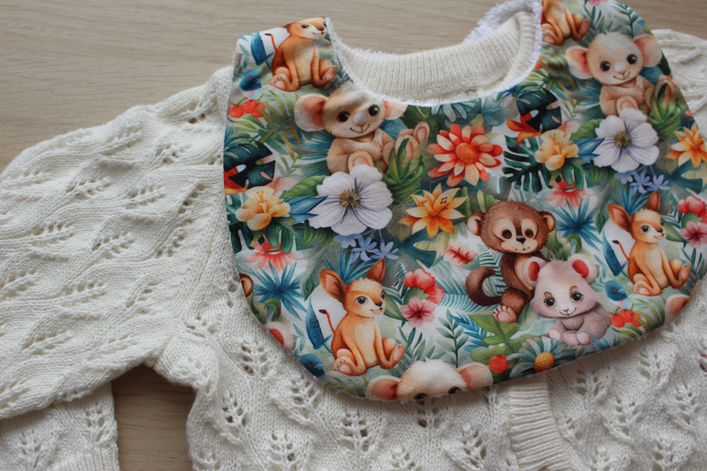 Animal design and jungle theme baby bib